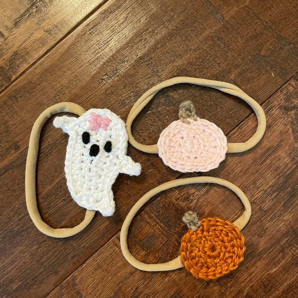 Pumpkin And Ghost Crochet Baby Headbands